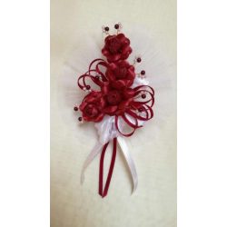 4" Bokréta, kitűző bordó-fehér 