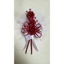 3" Bokréta, kitűző bordó-fehér 