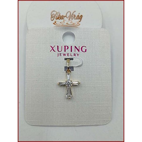 XUPING JEWELRY ARANY SZÍNŰ, Cirkónium köves Kereszt-MEDÁL 