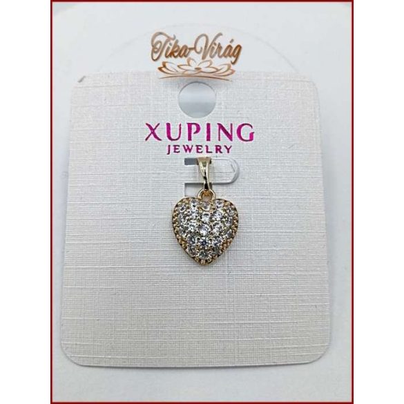 XUPING JEWELRY Arany színű, strasszkövekkel díszített Szív-medál 